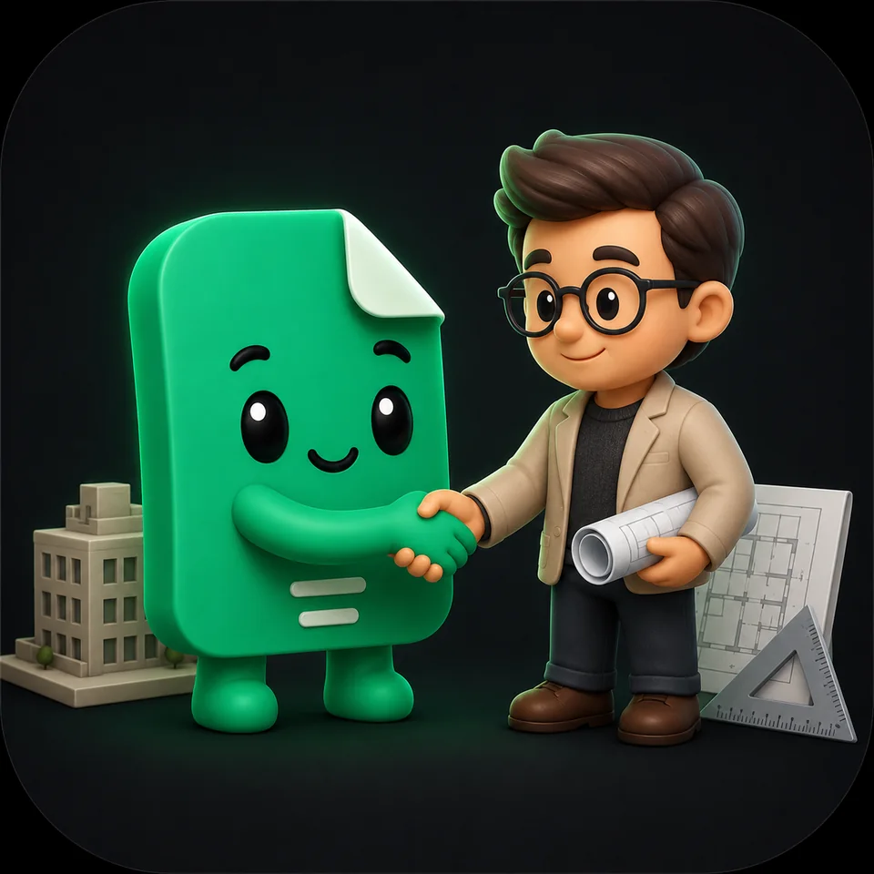 ToolPDFs mascot with an architect